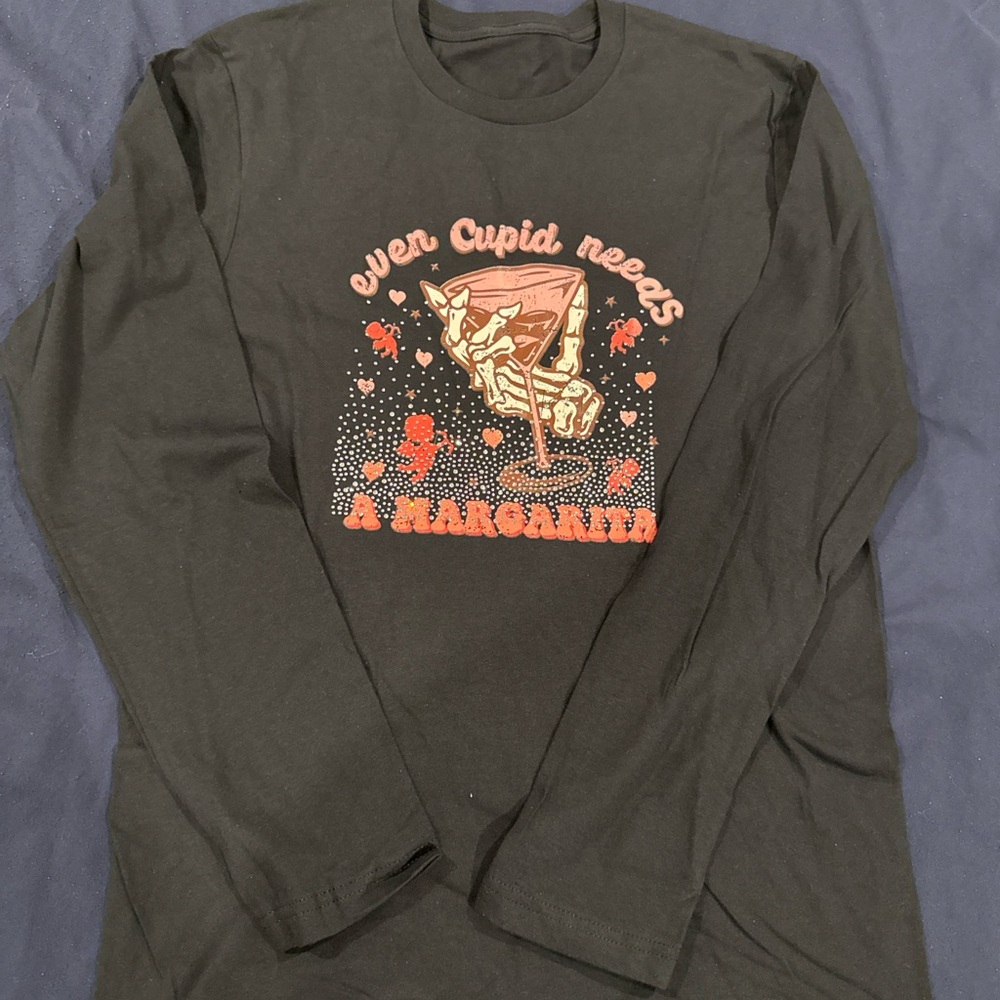 Gildan Black Long Sleeve Tee with Margarita Graphic